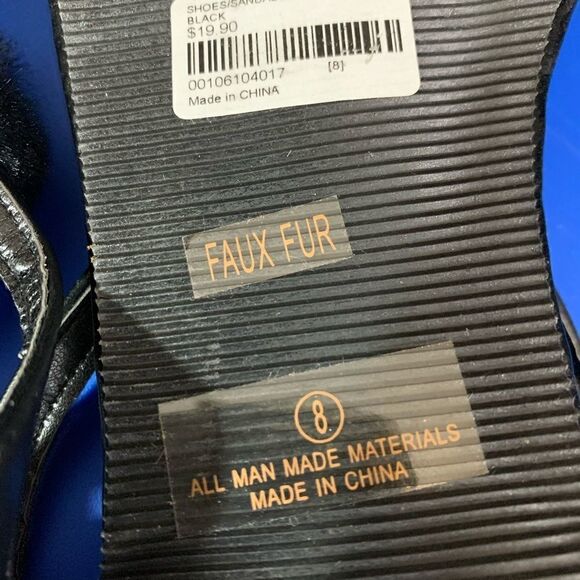 Liliana Black Faux Fur Pom Sandals - Picture 7 of 7